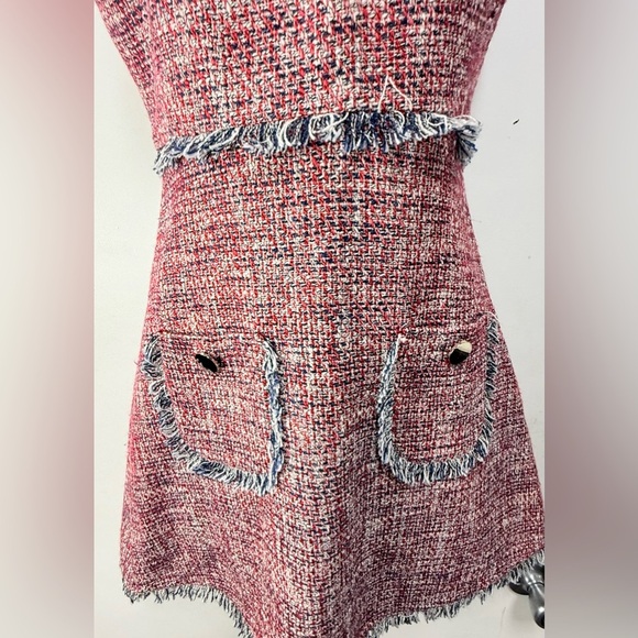 Zara Red Sheath Mini Dress V-neck Sleeveless - Picture 3 of 8